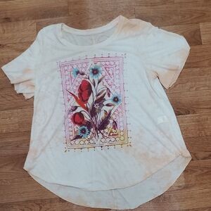 Lucky Brand Cream Floral Graphic Tee